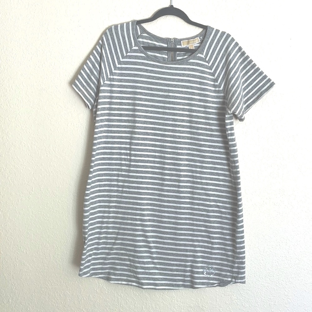 Michael Kors Short Sleeve Striped tee shirt Dress XL